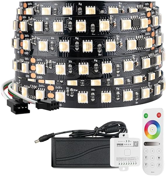 BTF-LIGHTING WS2814 IC RGBW RGB+Cool White DC24V 16.4FT 84LED/m 14pixel/m 4 Colors in 1 LED Strip IP65, 2.4GHz RF Remote RB3&SP630E Bluetooth Controller Kit, DC24V3A Max72W Transformer Power Adapter