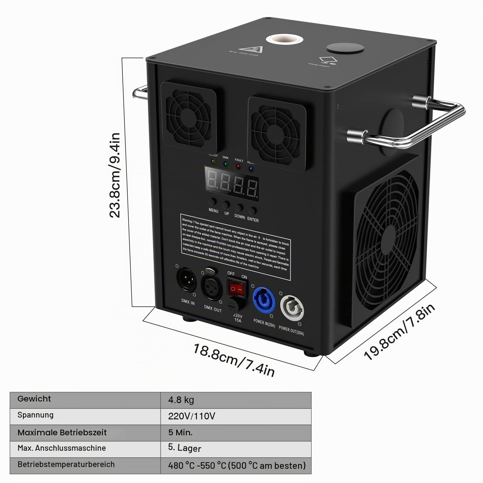Pyrotechnikmaschinen, 2pcs 530W DMX Bühneneffekt Funke Feuerwerk Maschine mit Fernbedienung, 3-16.5FT Cold Spark Spezialeffekt Maschine ist geeignet für DJ, Hochzeit, Halloween, Weihnachten, Party