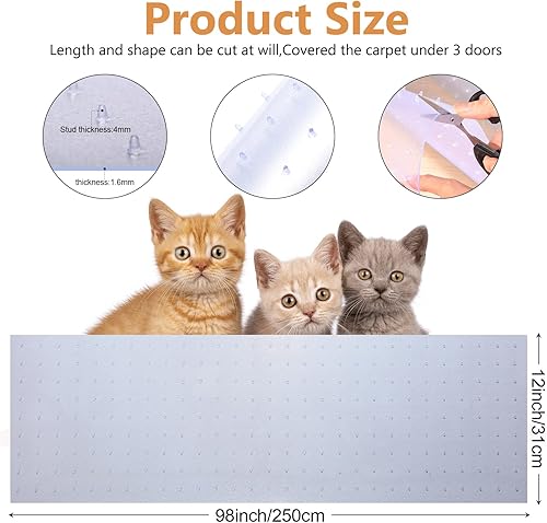 Miniatura 2 de Treela 2 protectores de alfombra para gatos de plástico para proteger la alfombra, cubierta de alfombra transparente antideslizante, protector de