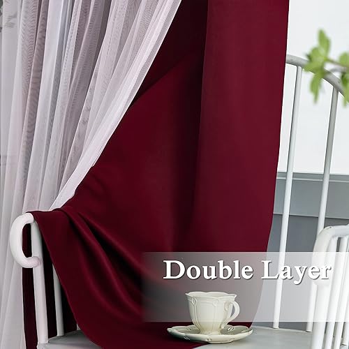 Miniatura 4 de Kinryb Cortinas opacas cortas para decoración de Navidad, con superposición blanca transparente, 2 capas, insonorizadas, para sala de estar,