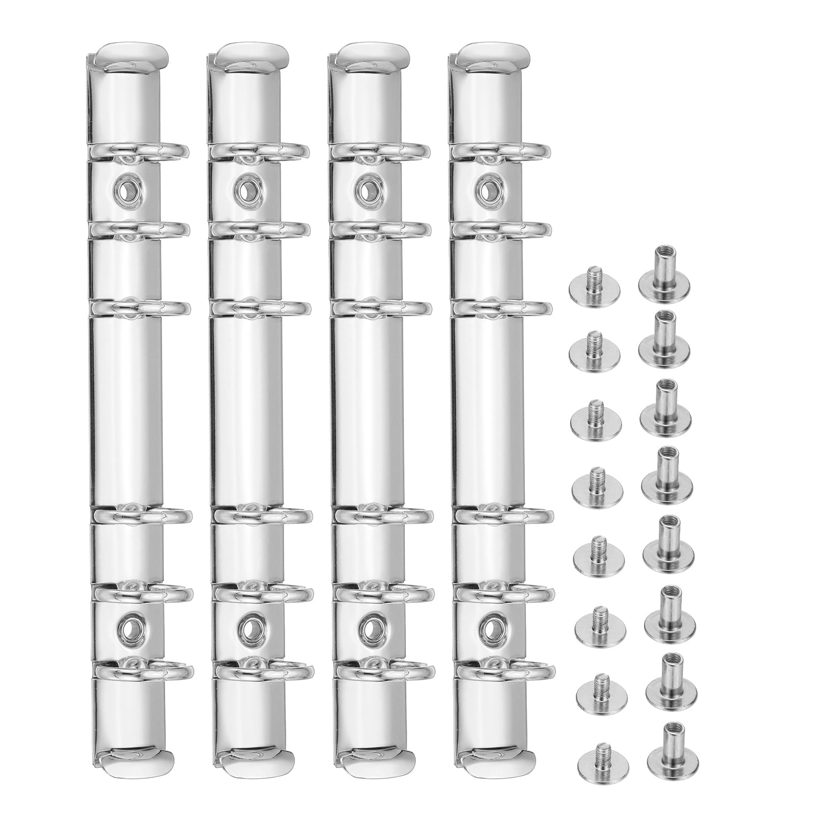 PATIKIL A6 6-Hole Ring Binder Mechanisms, 4 Set Binder Spines Replacement for Binder Planners Silver Tone