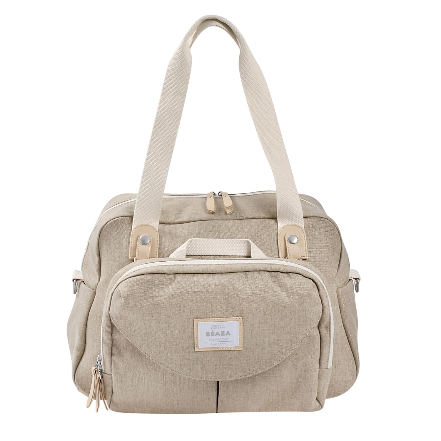 BÉABA, Changing Bag Genève, Modulable, Large Capacity, Multiple Storage compartments, Removable Front Pocket, Insulated Meal, Stroller Attachment System, Clay Earth