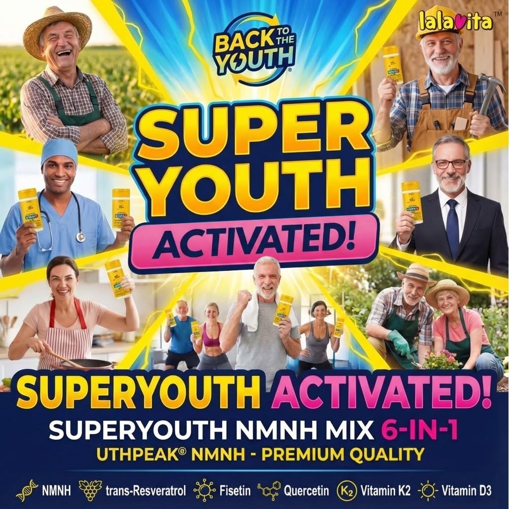 SuperYouth NMNH Mix 400mg 60 Veggie Capsules (RESVERATROL, Fisetin, QUERCETIN, SPERMIDINE, Vitamin D3, Vitamin K2)