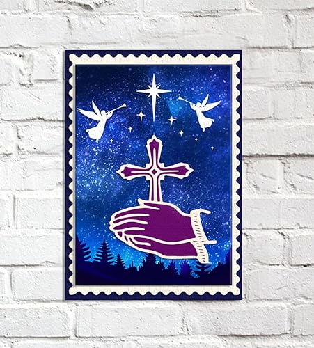 Miniatura 3 de 2 piezas de troqueles de religión de Navidad para hacer tarjetas, troqueles de corte de marco de cruz de encaje hueco, plantillas de troqueles de