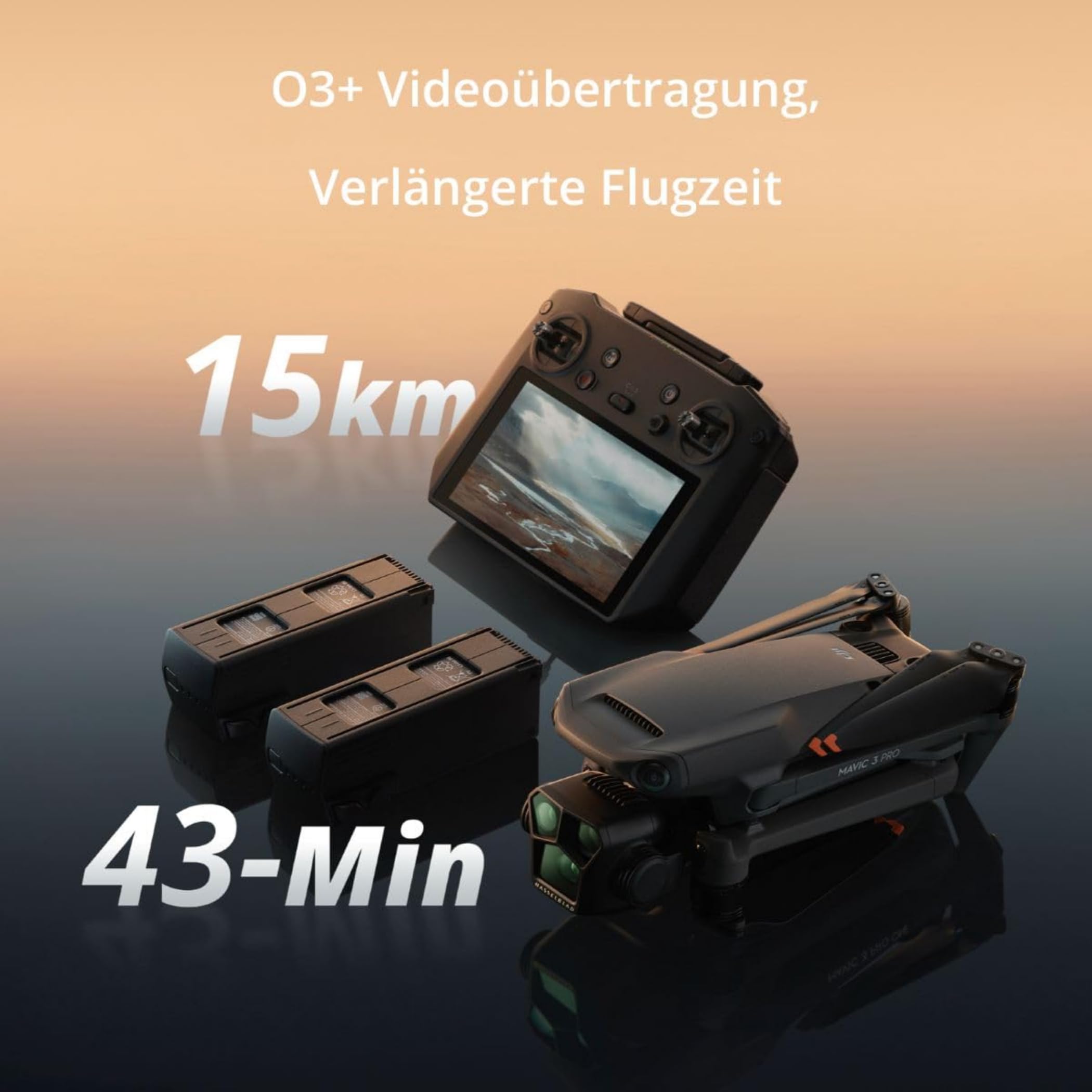 DJI Mavic 3 Pro Cine mit DJI RC Pro (leuchtstarter Bildschirm), Flaggschiff-Drohne mit Dreifachkamera, Apple ProRes Support für 3 Kameras und 1 TB Speicher, drei Intelligent Flight Batteries und mehr