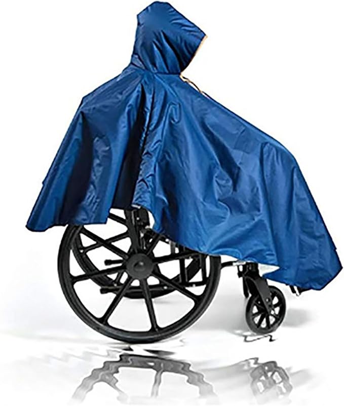 Poncho impermeabile per sedia a rotelle, Poncho antivento per sedia a rotelle e scooter a mobilità, mantello a prova di vento, blu navy, Taglia unica