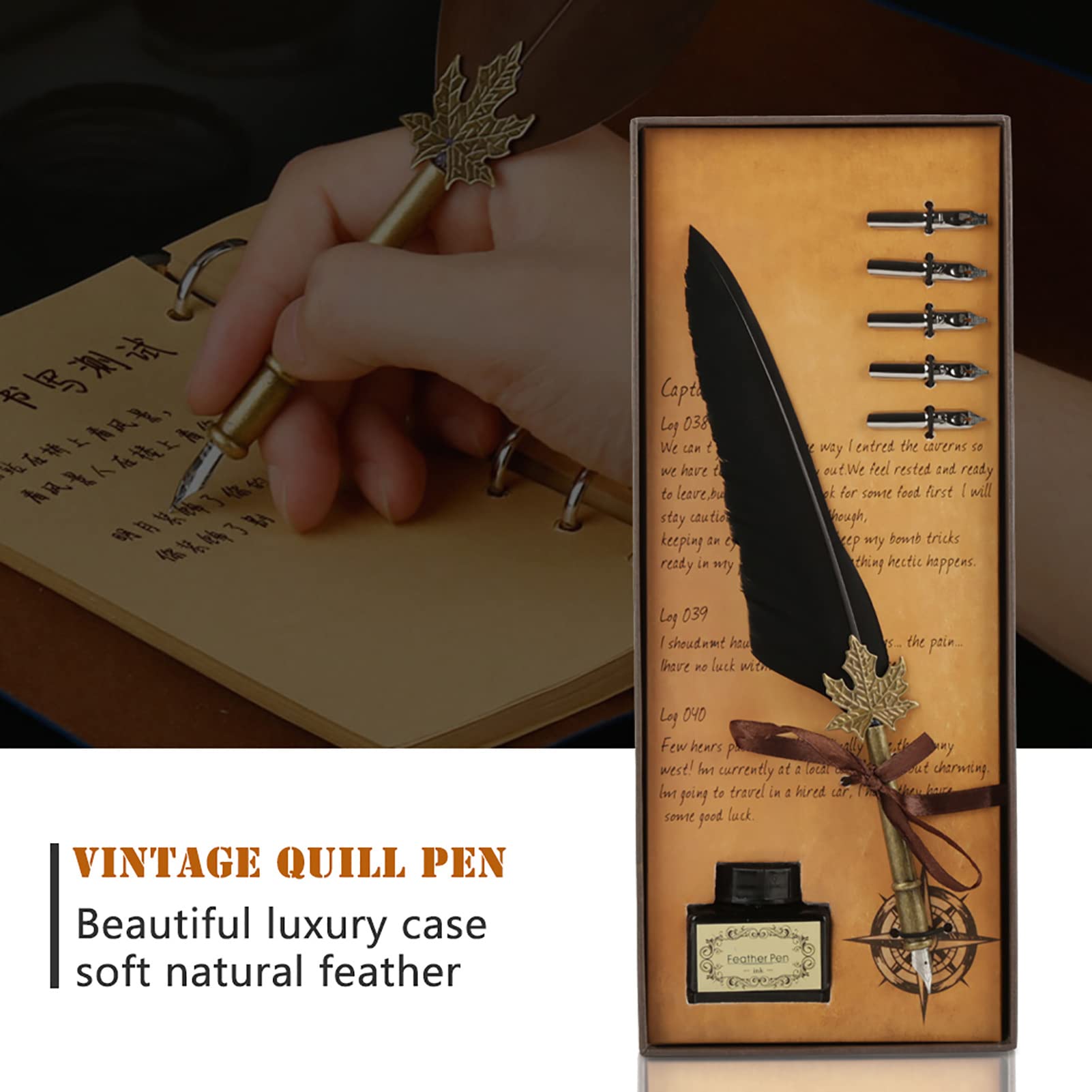 Personalisiertes Exlibris Stempel-Set – Mit Kalligraphie-Feder, Tinte & Geschenkbox | Handgemacht Für Buchliebhaber