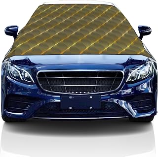 Windshield Cover for Ice and Snow, Car Windshield Snow Cover, Waterproof Snow Protector Covers with Side Mirrors Cover,Gradient Geometric Retro Ripple Coffee Car Window Covers for Vans Suvs 69x42 Inch