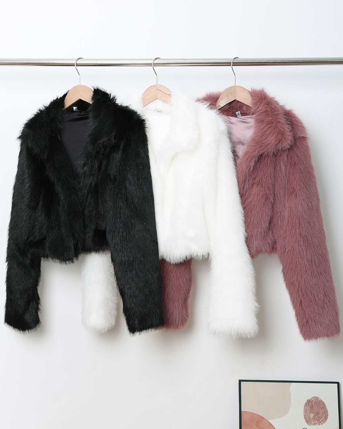 Womens Stand Collar Long Faux Fur Jacket Open Front Long Sleeve Fluffy Outwear Coat - Image 8