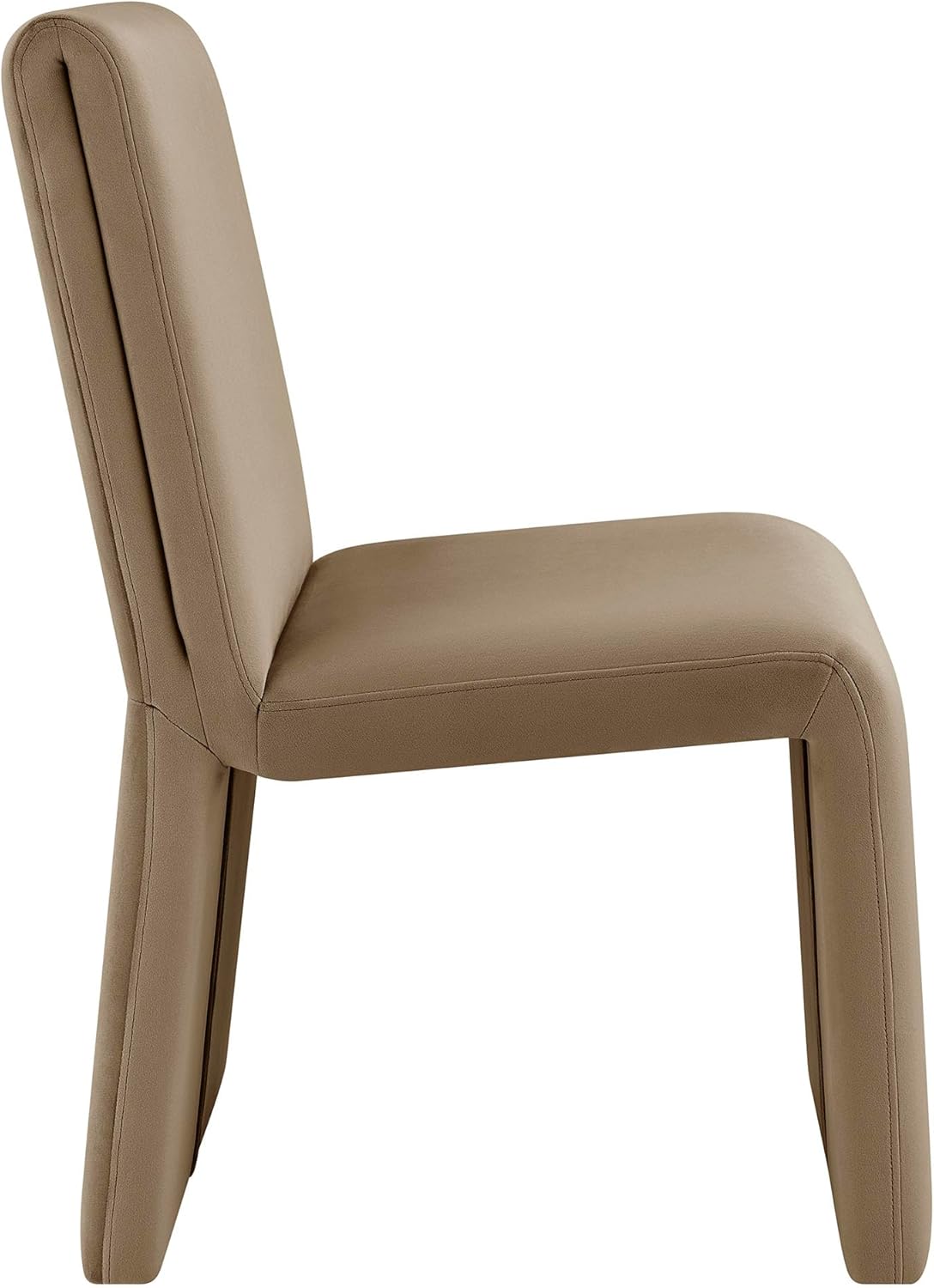 Modway Emory Upholstered Dining Side Chair in Taupe - Single Armless Slipper Chair - Padded Performance Velvet Accent for Dining Room, Kitchen