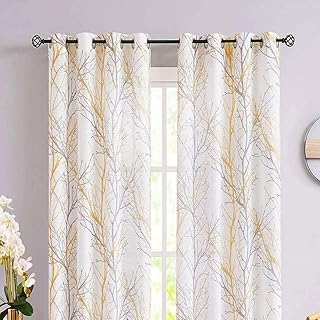 Urban Space Cotton Curtains 63 Inches Long for Bedroom - Set of 2 100% C...