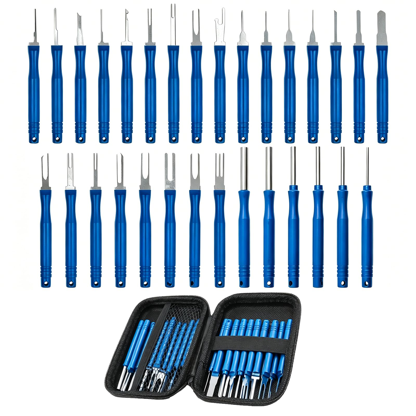 30Pcs Automotive Terminal Pin Removal Tool Kit Blue