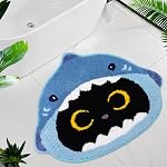 Bathroom Rugs - Shark Black Cat Shaped Bath Rugs,Soft Absorbent Rubber Backing Rug,Machine Washable Bath Mats for Bathroom Floor Tub and Shower,Blue(24 * 20inch) | Machine Washable for Bathroom Floor Tub and Shower,Blue,24 x 20 Inch