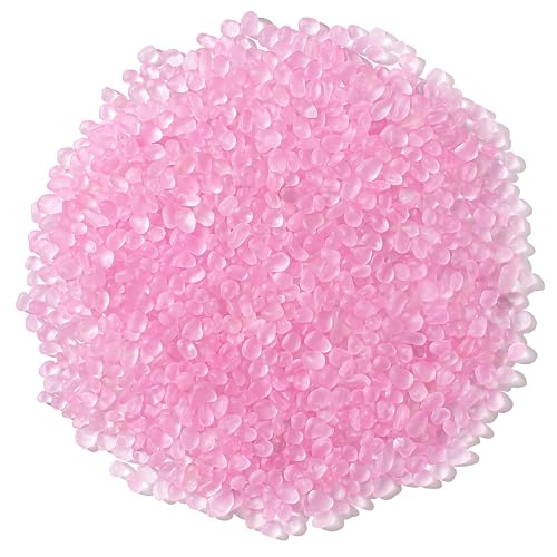 Keedolla 14oz Sea Glass Stones Frosted Glass Pebbles Gemstones for Aquarium Rocks, Fish Tank Gravel, Vase Fillers, DIY Crafts - Fluorescent Pink - 0.9 LB - Fluorescent Pink