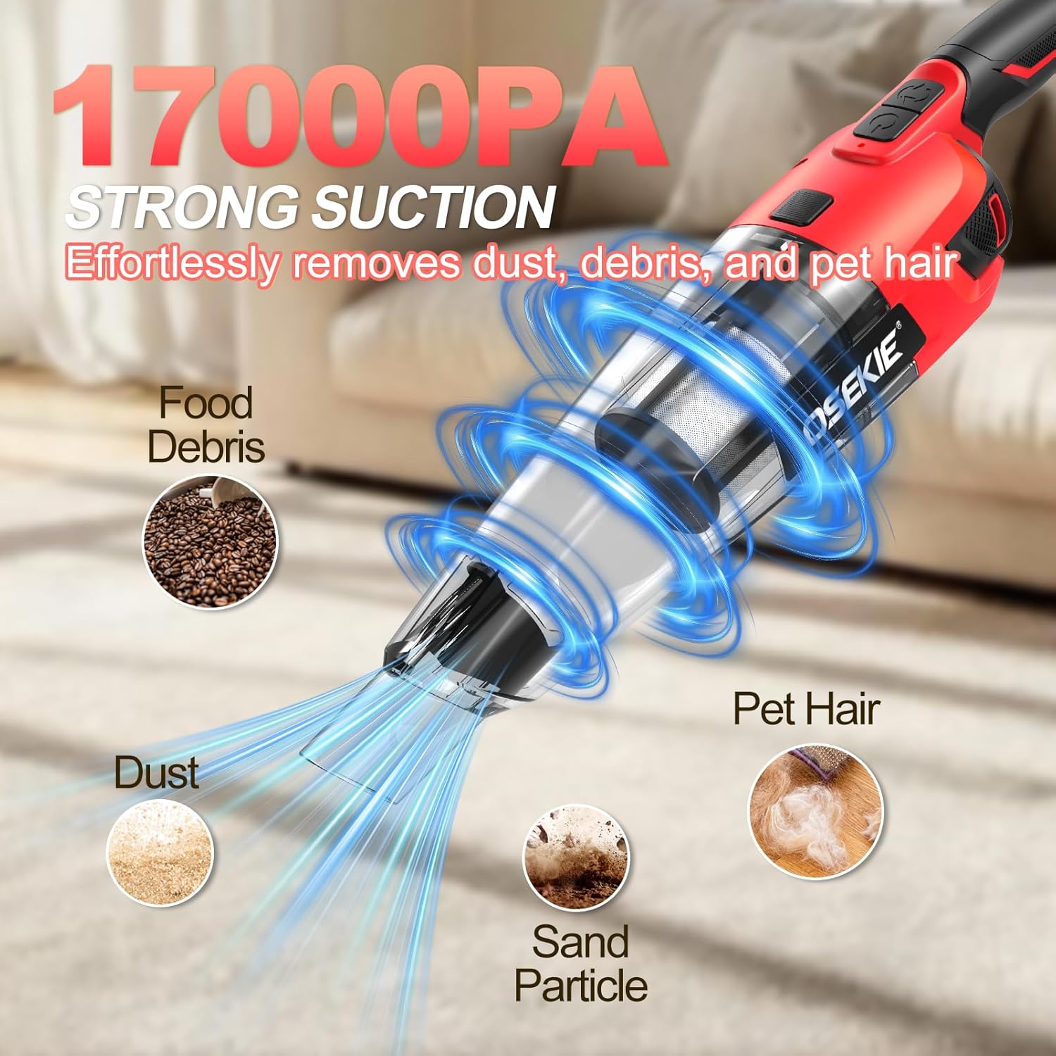 Cordless Handheld Vacuum Compatible with Milwaukee 18V Max Battery (Tool Only), 17000Pa Brushless Motor Portable Car Vacuum with Washable HEPA Filter & Multi-Nozzles for Auto, Home, Office & Pet Hair
