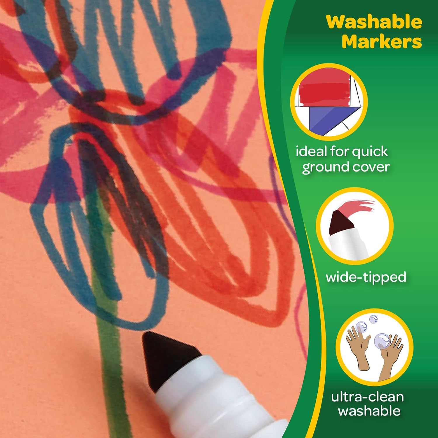 Crayola® Ultra-Clean Washable Color Markers, Broad Line, Assorted Bold Colors, Box Of 8