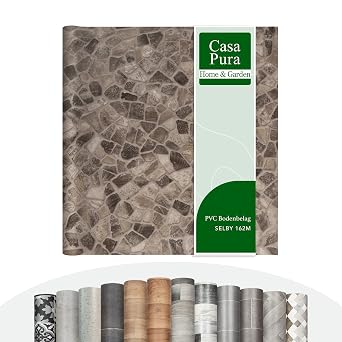 Cushion Vinyl Flooring Rolls by The Metre, Wood Effect, Tile Effect, Stone Effect PVC Flooring, Foam Cushion Lino Floor Covering for Kitchen, Bathroom, Living Room Selby 162m, 100 x 100 cm