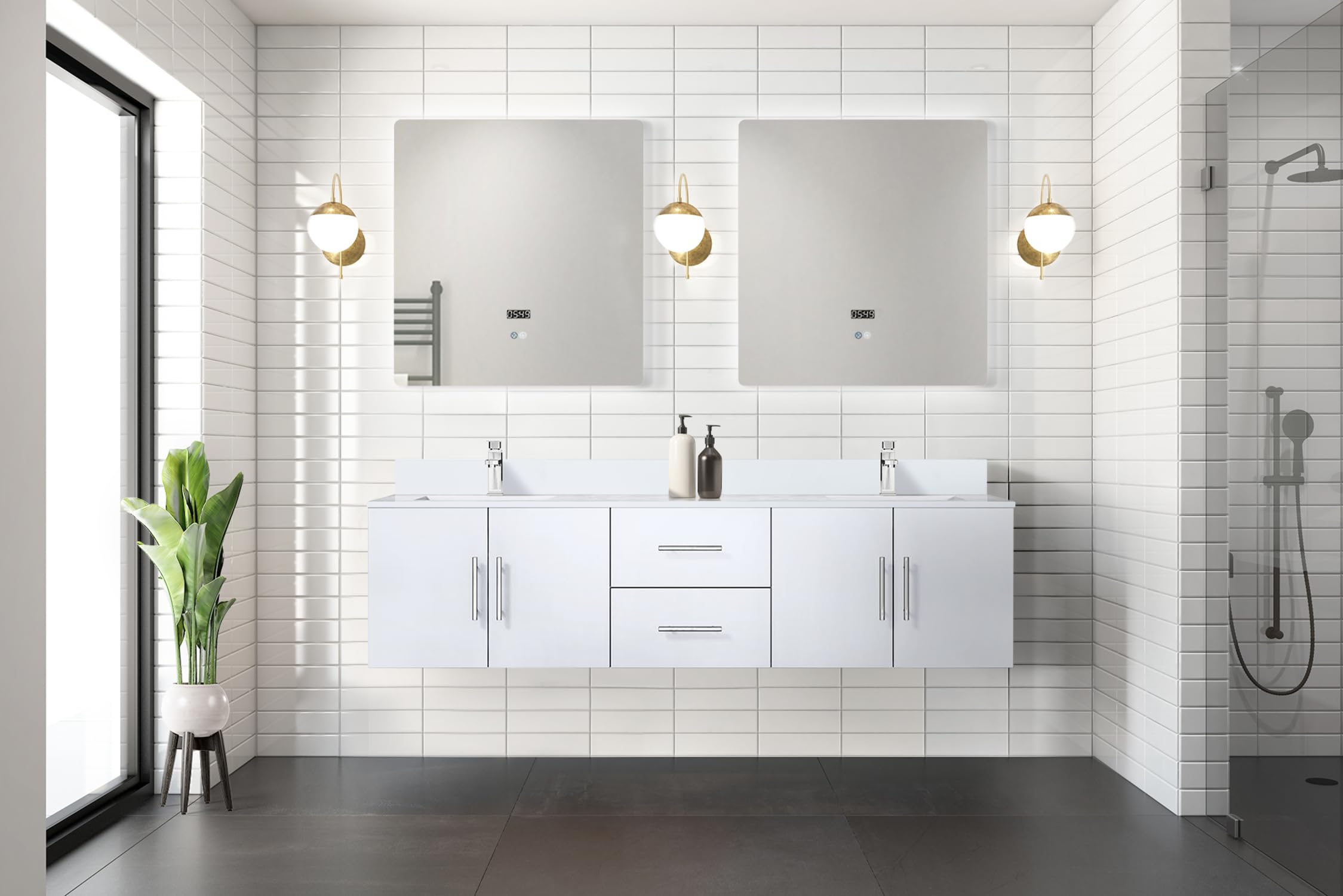 Amazon.com: Glossy White Double Bath Vanity 72 in. W x 22 in