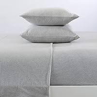 Vista 31 de Great Bay Home Cotton Jersey Knit Twin Sheet Set - Ultra-Soft, Stretchy, Heathered Melange Denim Blue Bed Sheets - Cozy, Soft T-Shirt Sheet &
