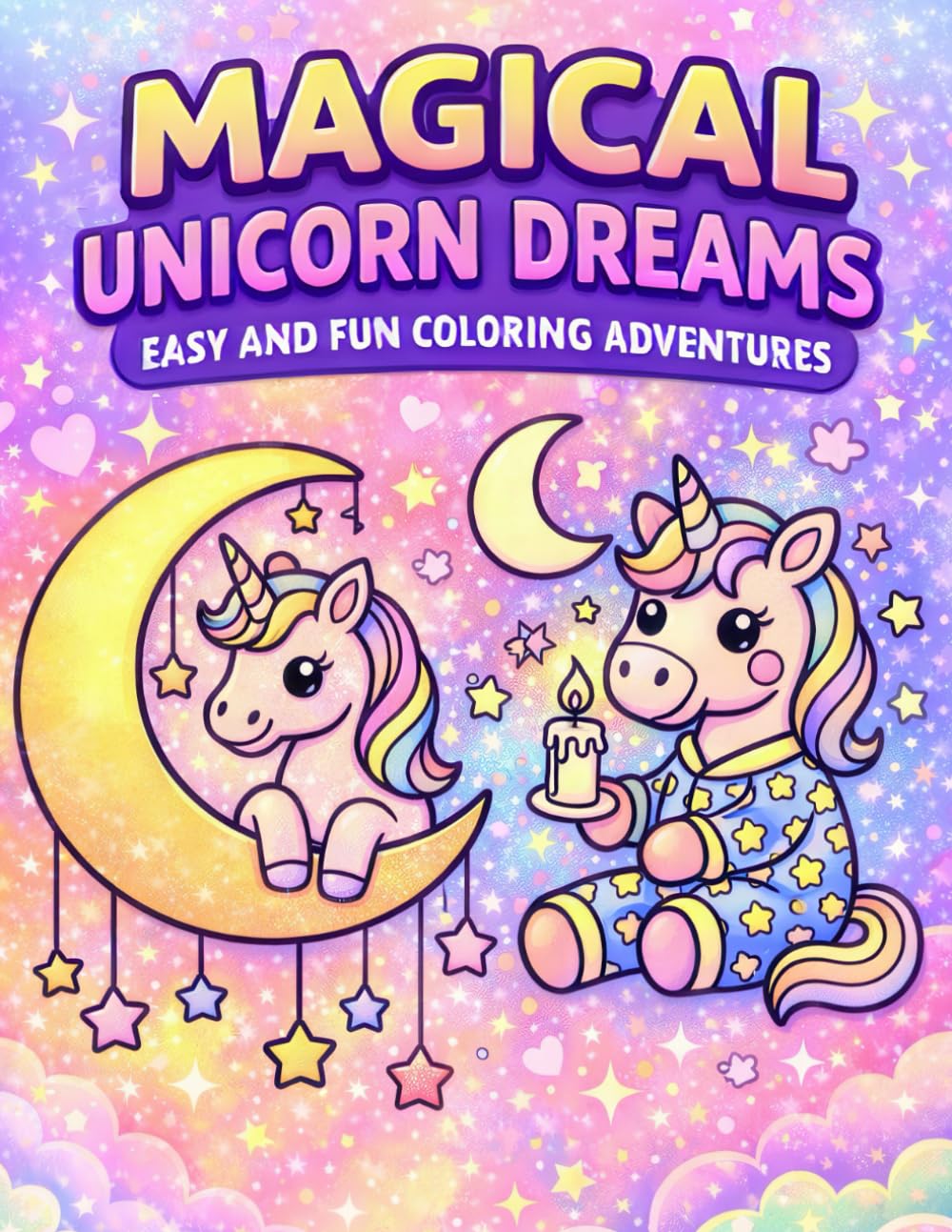 Magical Unicorn Dreams Coloring Book for Kids: Cute & Easy Unicorn Coloring Pages with Rainbows, Castles & Fantasy Scenes for Girls and Boys