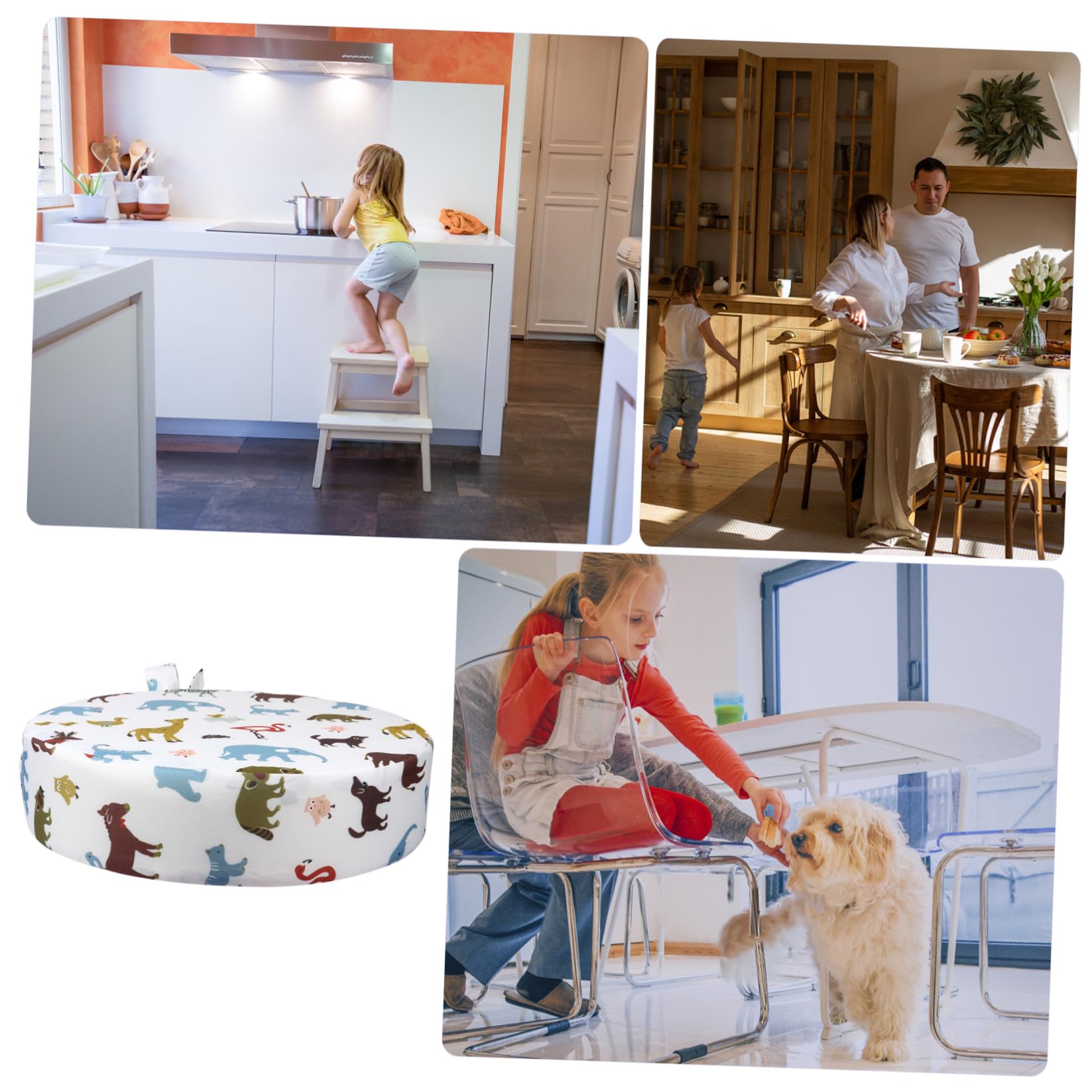 LIFKOME Rialzo per Sedia Bambini Rotondo, Cuscino di Seduta in Cotone e Spugna, Comodo e Facile da Asciugare, per Sedia da Pranzo