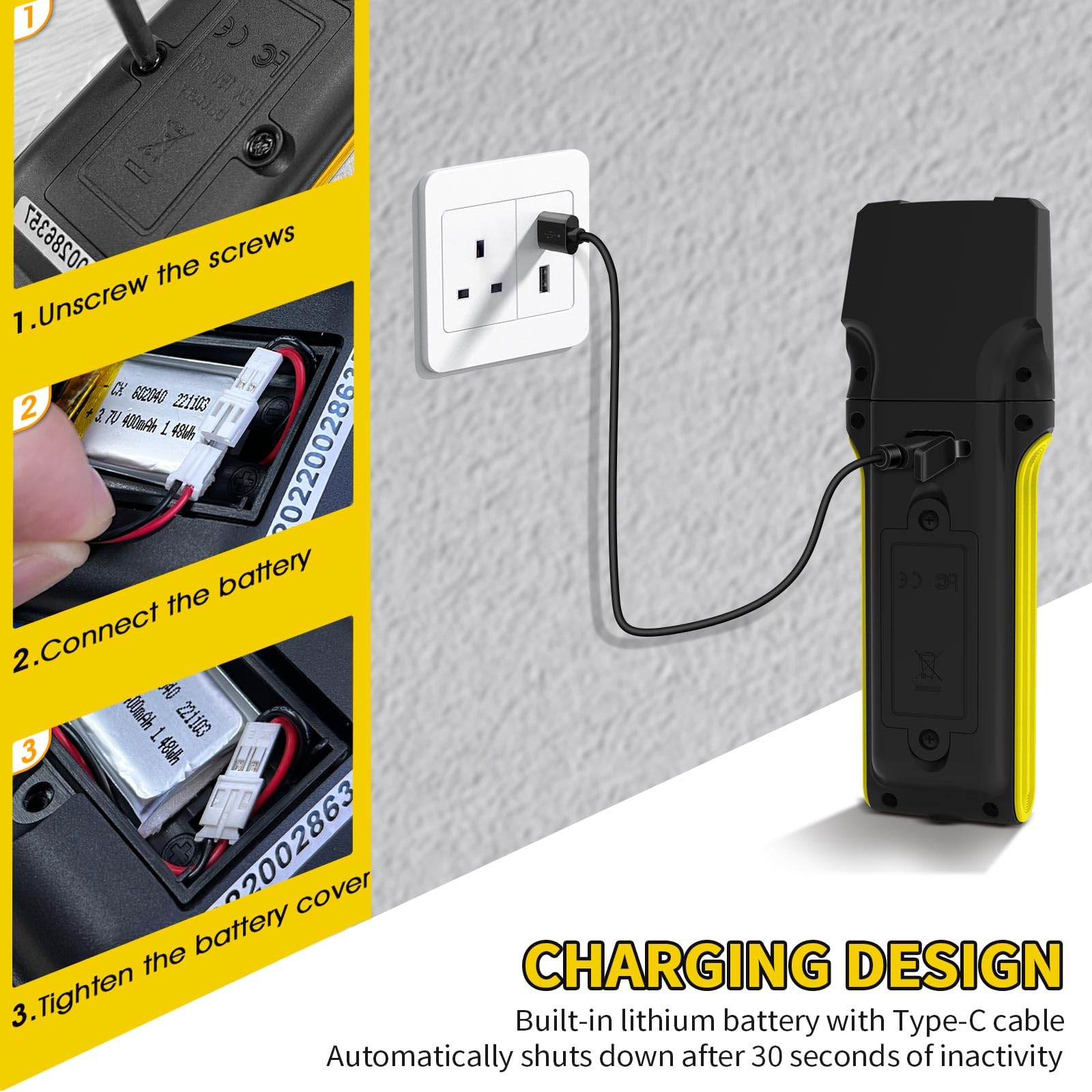 Leitungssucher für Wände, Elektronischer Leitungssucher Ortungsgerät mit LCD-Display und Akustischem Alarm für Metall, Holz, Kabel, Stromführende Wechselstromkabel, Bewehrungsstahl, Balken, GOLDCHAMP