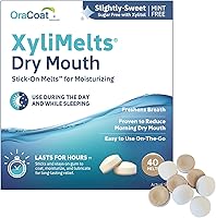 Vista 1 de Oracoat XyliMelts - Discos hidratantes para la boca seca, sin azúcar con xilitol, 40 unidades, sabor ligeramente dulce, alivio de 8 horas