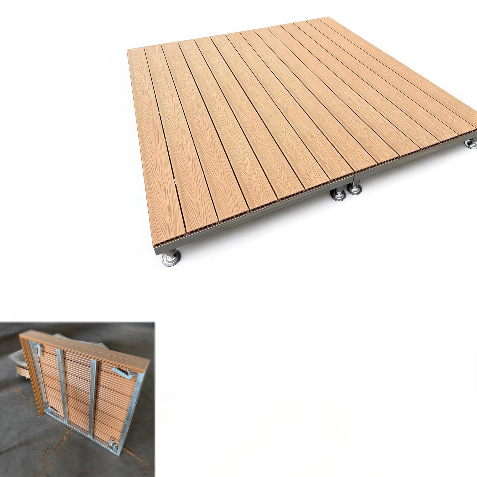 DIY, łatwa instalacja, kompozytowe płytki tarasowe, modułowa platforma pokładowa z tworzywa sztucznego i drewna na podwórko (kolor kaczu)