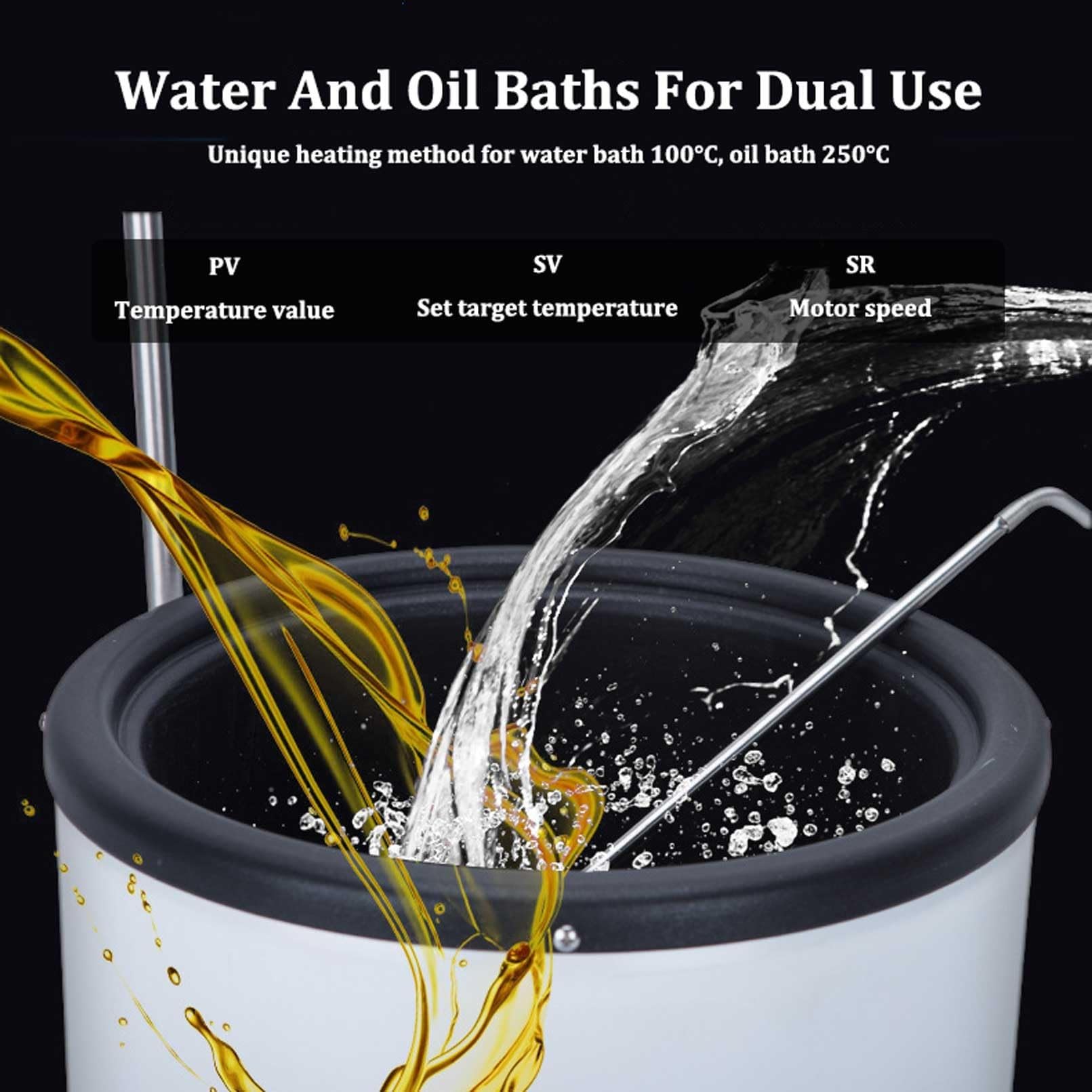 Olla térmica magnética con pantalla digital, agitador de placa de control de temperatura para tratamiento de calefacción de matraces esféricos, baño de agua y aceite de 5 litros