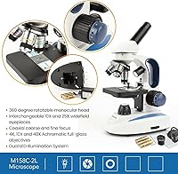 Vista 6 de AmScope Microscopio monocular compuesto inalámbrico digital M158C-2L-E1, oculares WF10x y WF25x, aumento de 40x-1000x, iluminación LED superior e
