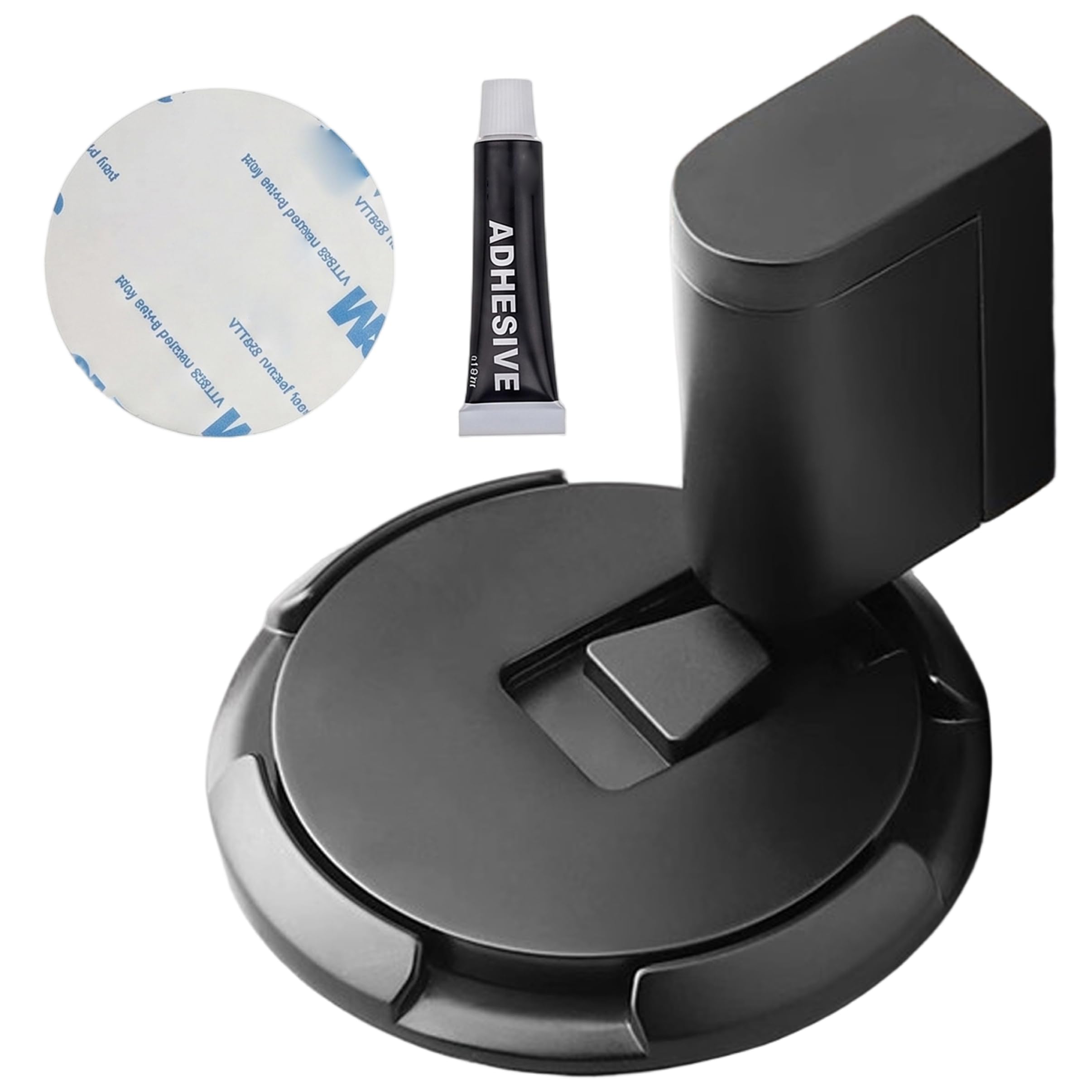 Magnetic Door Stops Mechanical Push-to-Hold, Door Catch with Heightening Pad, No-Drill or Drill Installation, Black