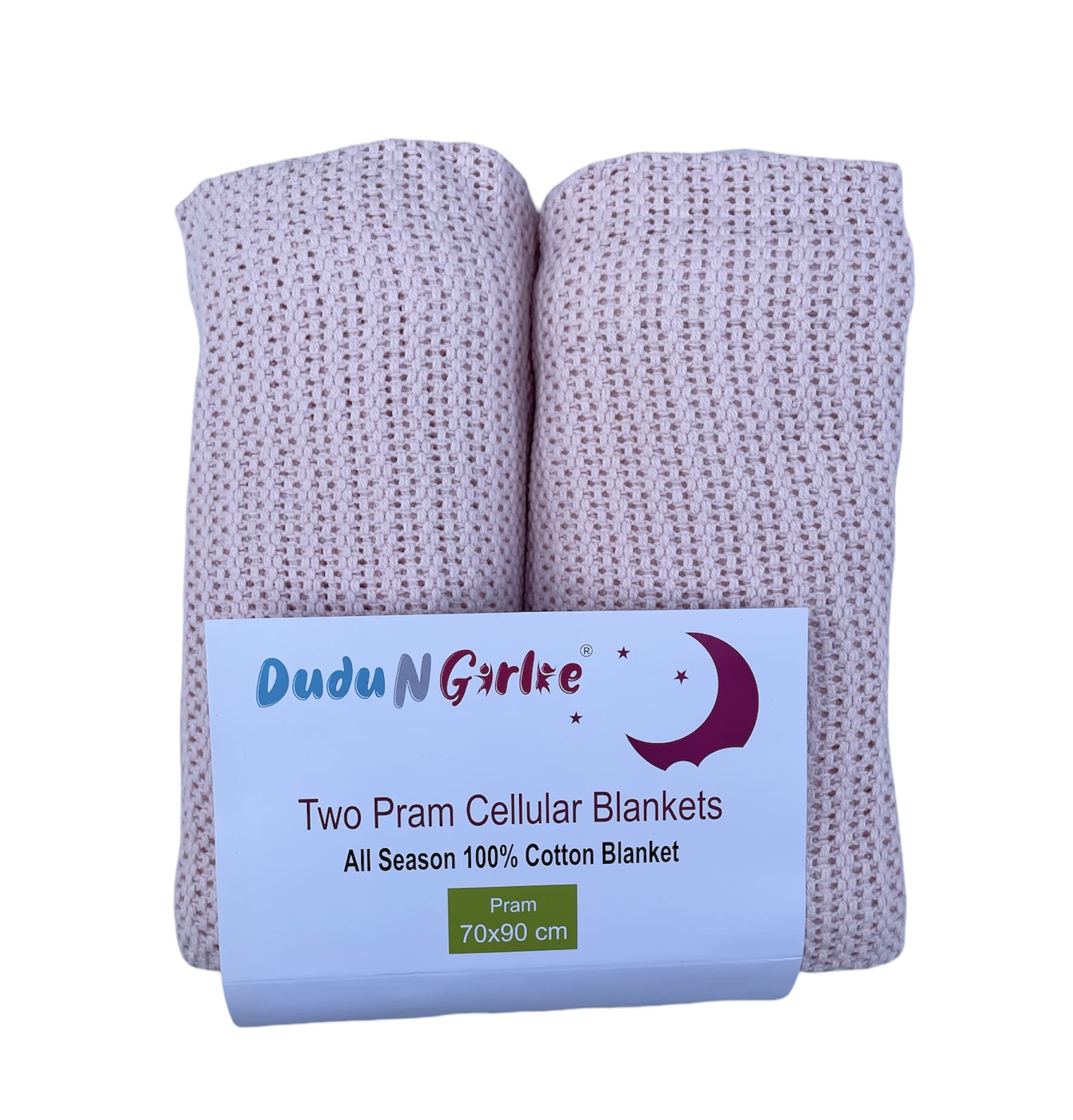 DUDU N GIRLIE 2 x Baby Cellular Blanket, Extra Soft 100% Cotton Blankets for Moses Basket Travel cot - Image 2