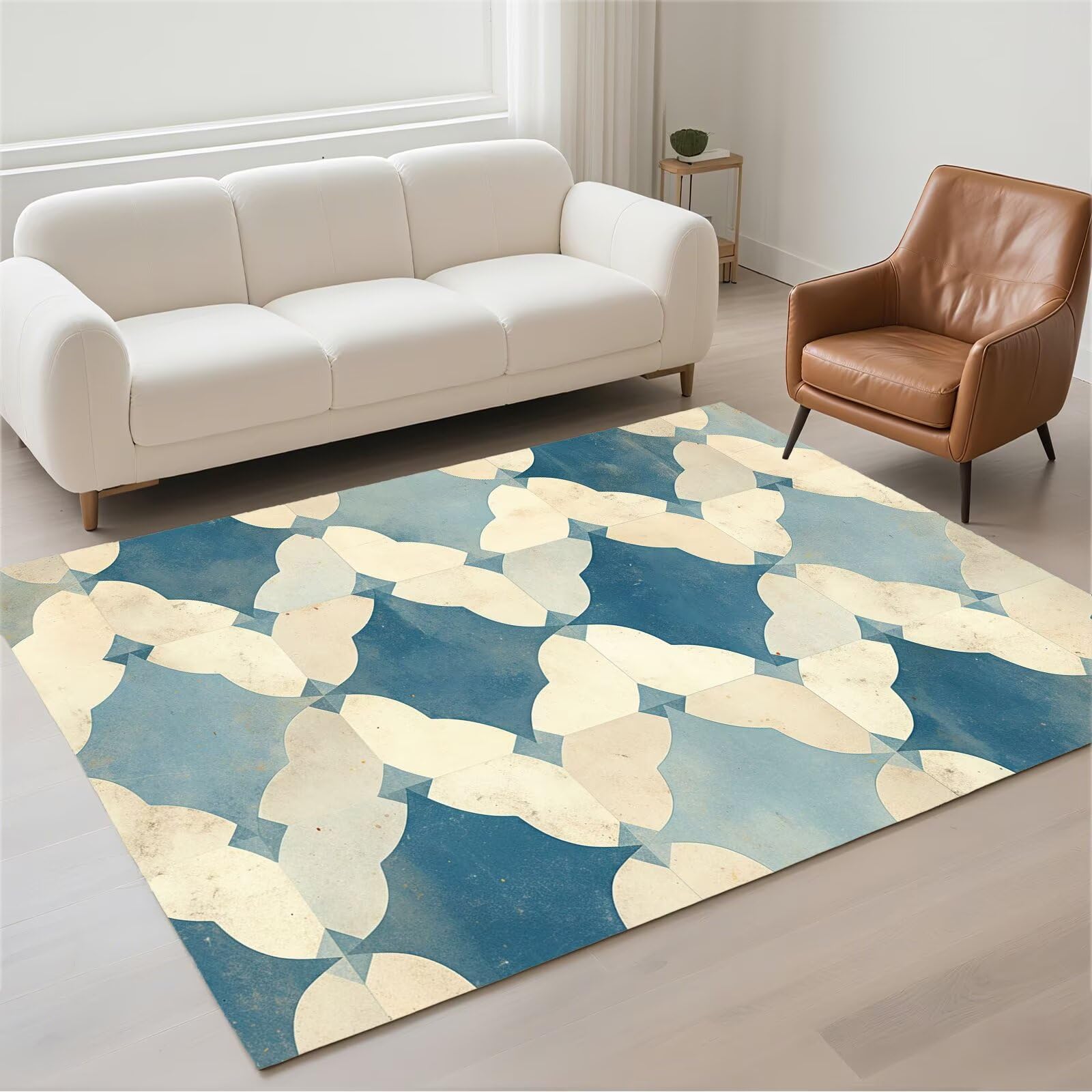 Tapis de couloir moderne lavable en pile bouclée douce avec base antidérapante
