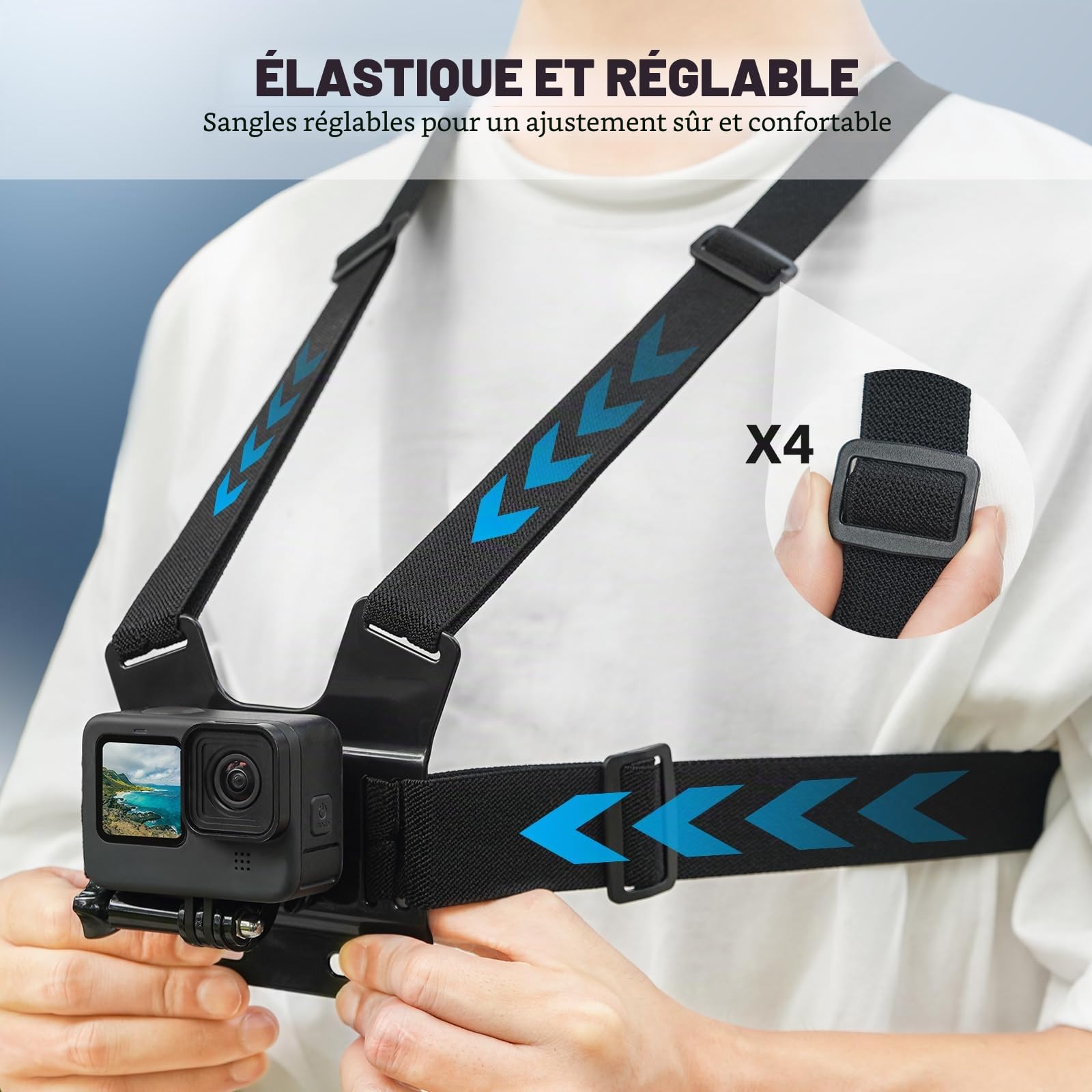 BRDRC POV Support de poitrine et tête pour iPhone, GoPro, DJI Osmo Pocket 3, Insta360 X5/4/3, Samsung Vlog Body Harness Strap Holder Kit