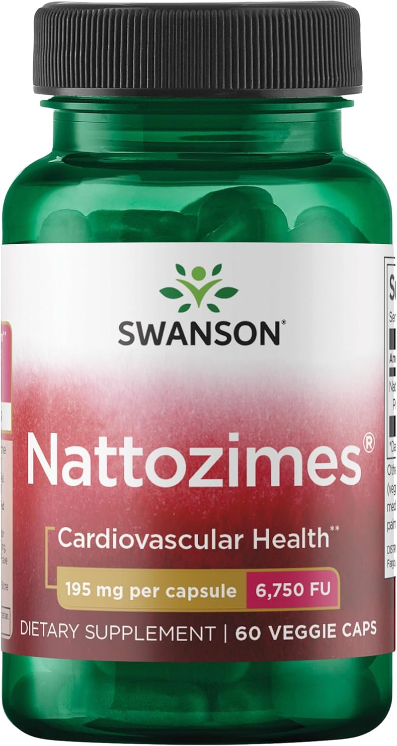 Swanson Triple-Strength Nattozimes 195 Milligrams/6750 Fu 60 Veg Capsules Enzyme Swanson Triple-Strength Nattozimes 195 Milligrams/6750 Fu 60 Veg Capsules Enzyme
