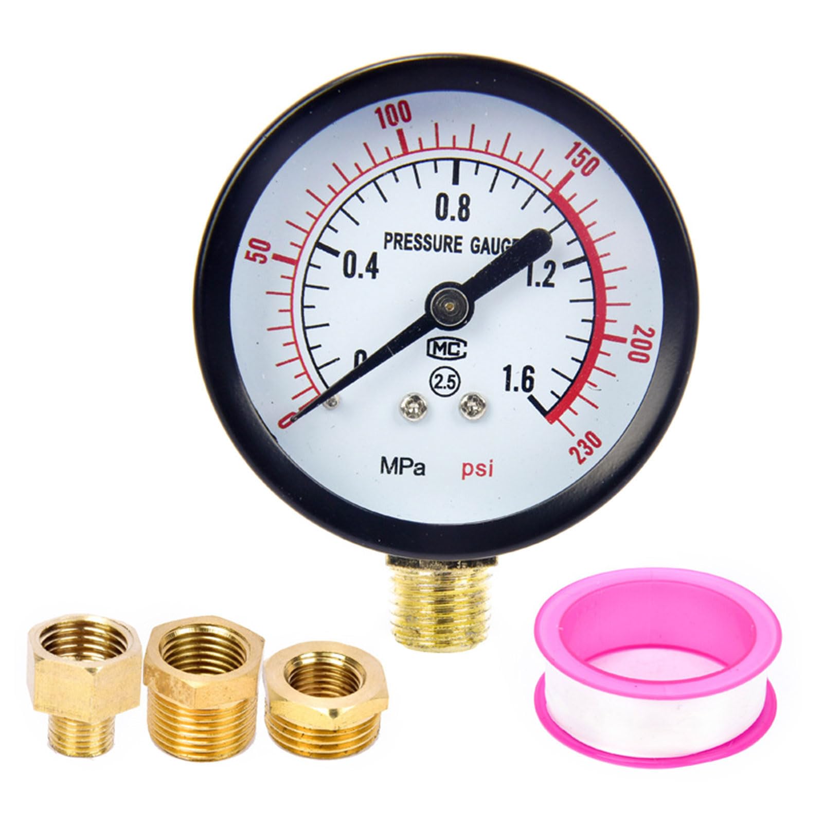 Comprehensive Pressure Gauge Set with 3Adapters Design for Reliability Air Pressure in Multiple Applications Gauge
