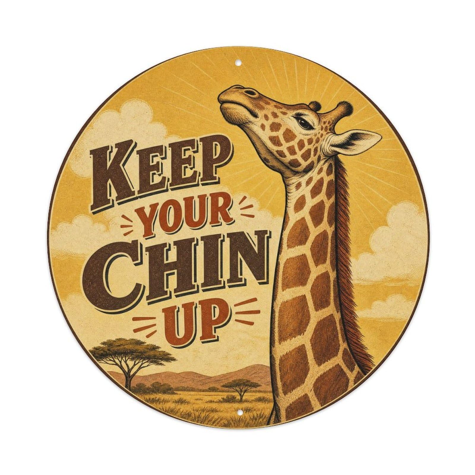 Okngb Style Giraffe Pose Funny Animal Vintage Cartoon Rustic Bold Metal Tin Sign Plaque Wall Decor For Cafe, Man Cave, Club Bar, Office, Home Garden Round Metal Poster 8X8inch