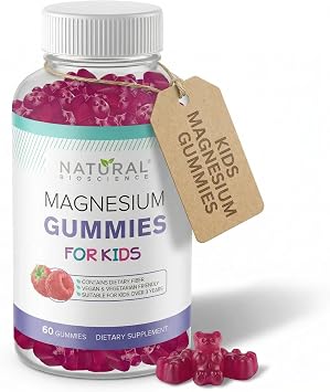 Calm Kids Magnesium Citrate Gummies - Sleep Support, Chewable Magnesium Kids Supplement, Stress Relief, Bone Health, Muscle Relaxation, Sugar-Free, Gluten-Free, Natural Flavor 60 Vegan Gummies