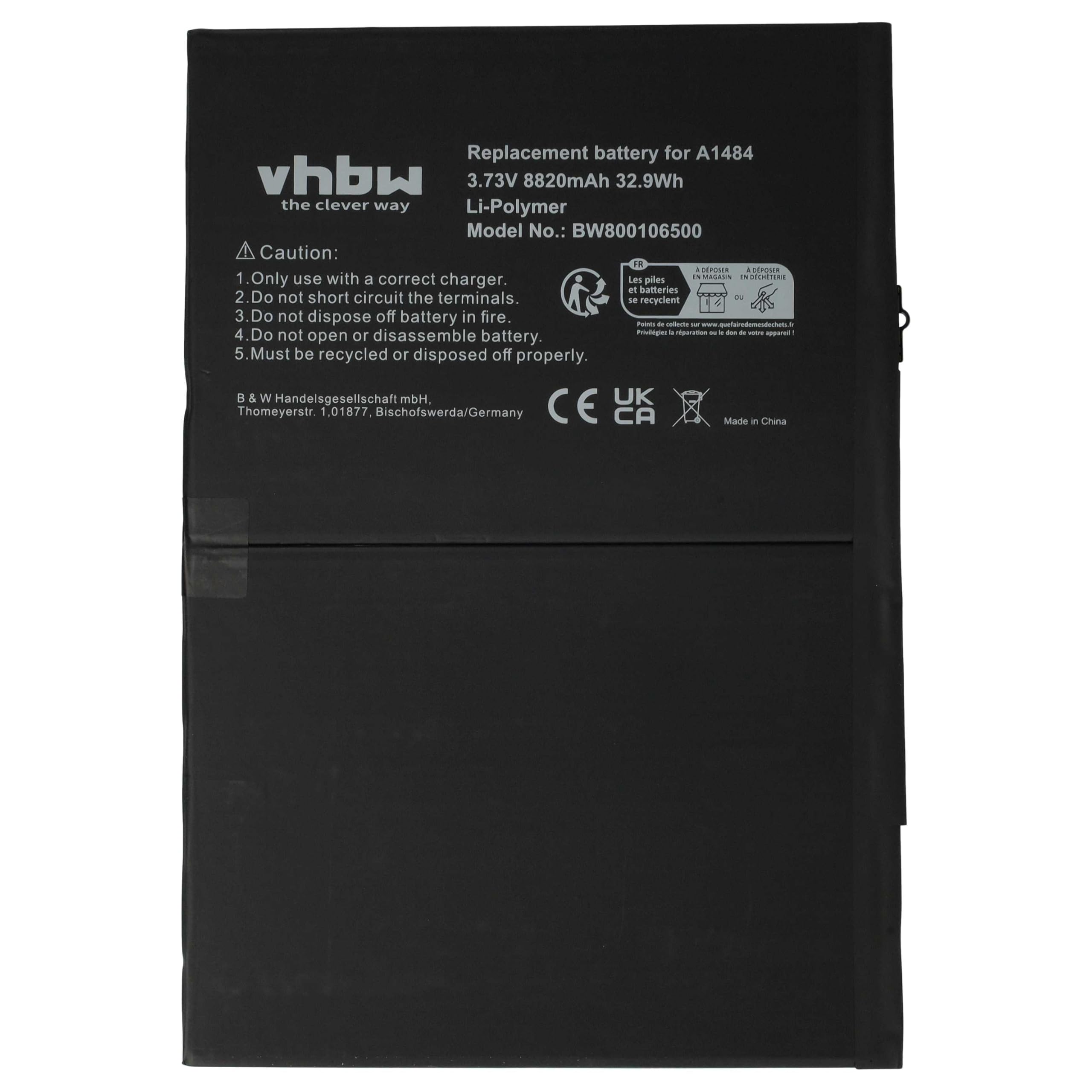 vhbw Bateria kompatybilna z Apple iPad 5 8820 mAh 3,73 V litowo-polimerowa