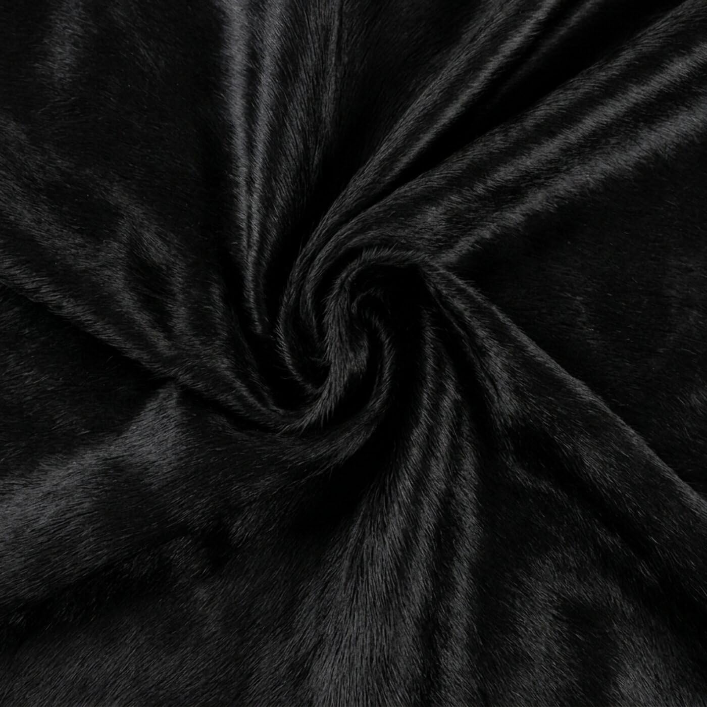 Hide & Haus Tapis en Peau de Vache véritable Noir, Format Grand (220 x 200 cm), avec 4 Dessous de Verre en Peau de Vache