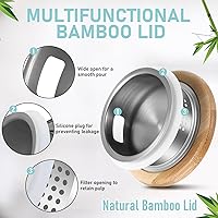 Vista 4 de 2 jarras de vidrio con tapa y boquilla, jarra de vidrio para agua caliente/fría con asa, jarras de té helado, jarras de bebidas para refrigerador