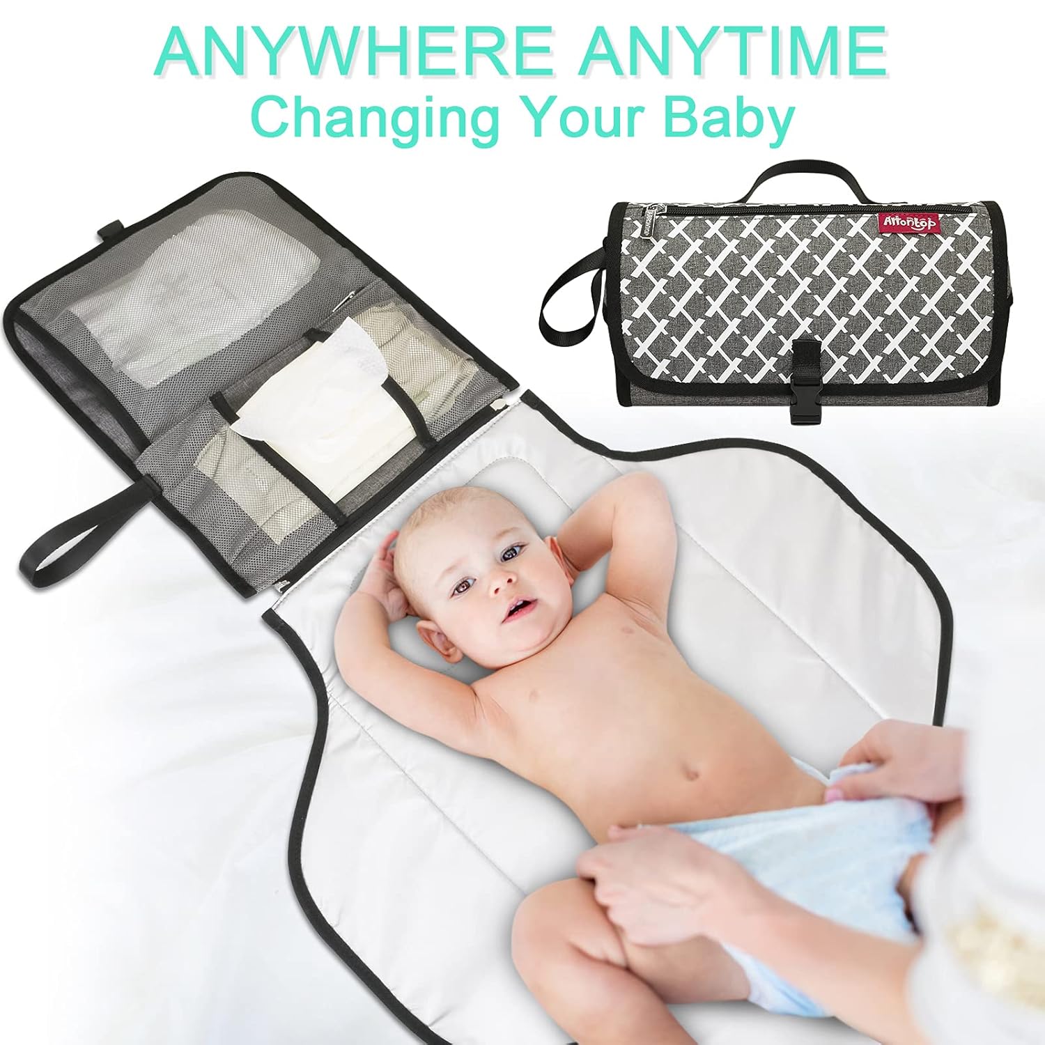 Baby Portable Changing Pad, Travel Diaper Bag, Changing Mat for Newborn Baby & New Mothers Must Have… (Grey detachable2) : Baby