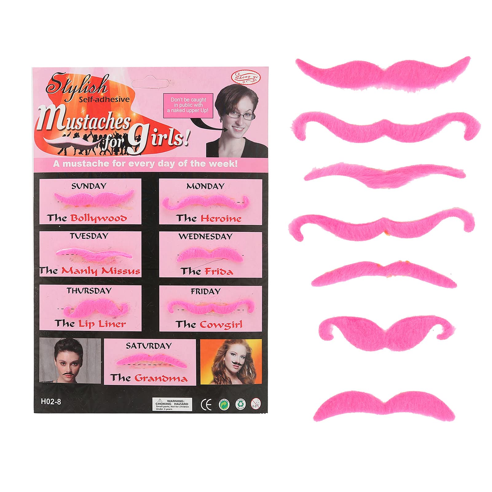 7 Fausses Moustaches Collantes EYVRPAU - Poils Synthétiques, Autocollants, Pour Carnaval, Déguisements, Enfants/adultes