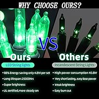 Vista 5 de LAMPHOME 100 luces verdes de Navidad – Cadena de luces LED de 21.6 pies, mini luces LED para interiores y exteriores, hogar, fiesta, boda