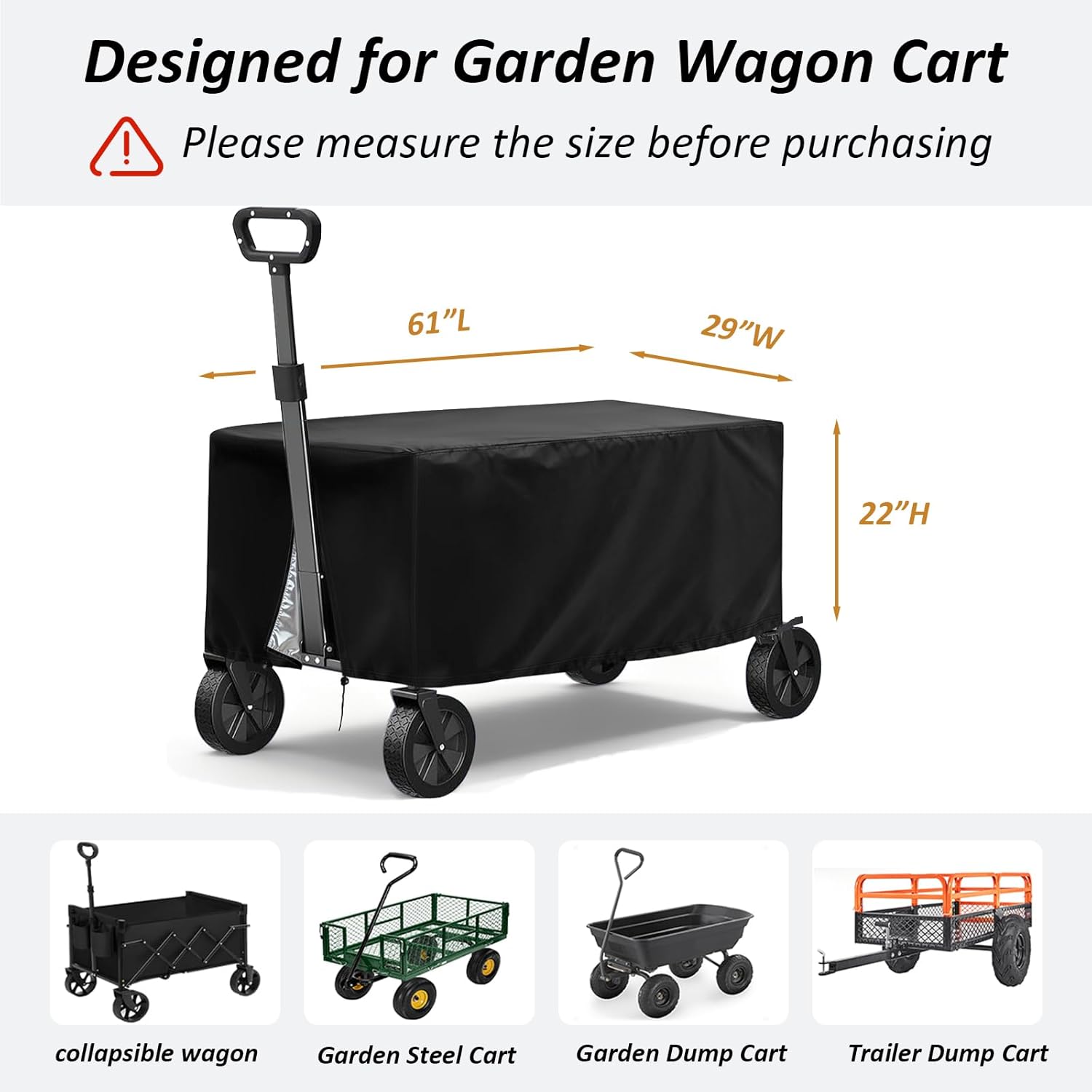 TheElves Dump Trailer Cover, Outdoor Trailer Covers Waterproof, Heavy Duty Covers for Garden Trailers Tow Behind Dump Cart - 61x29x22 inch