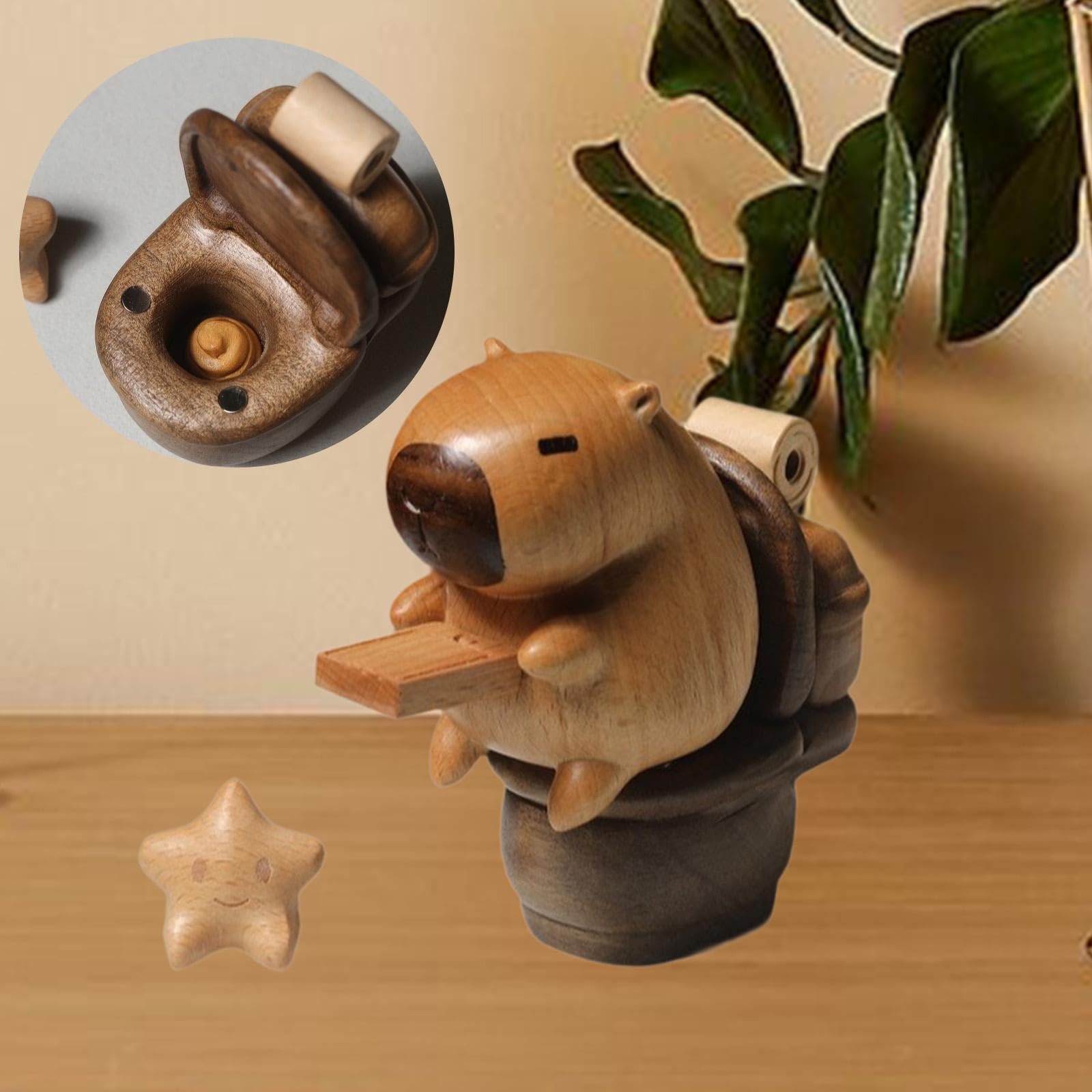 Giocattolo Puzzle di Cacca di Capibara, Statua di Animale in Legno, Scultura Artistica Minimalista, Statuetta in Miniatura per mensola della Camera da