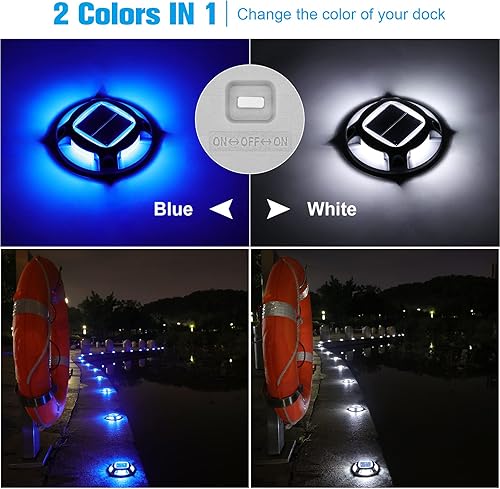 Miniatura 9 de VOLISUN Luces solares para entrada, luces marinas de muelle, paquete de 12, 2 colores en 1, luces LED de cubierta para exteriores, luces de
