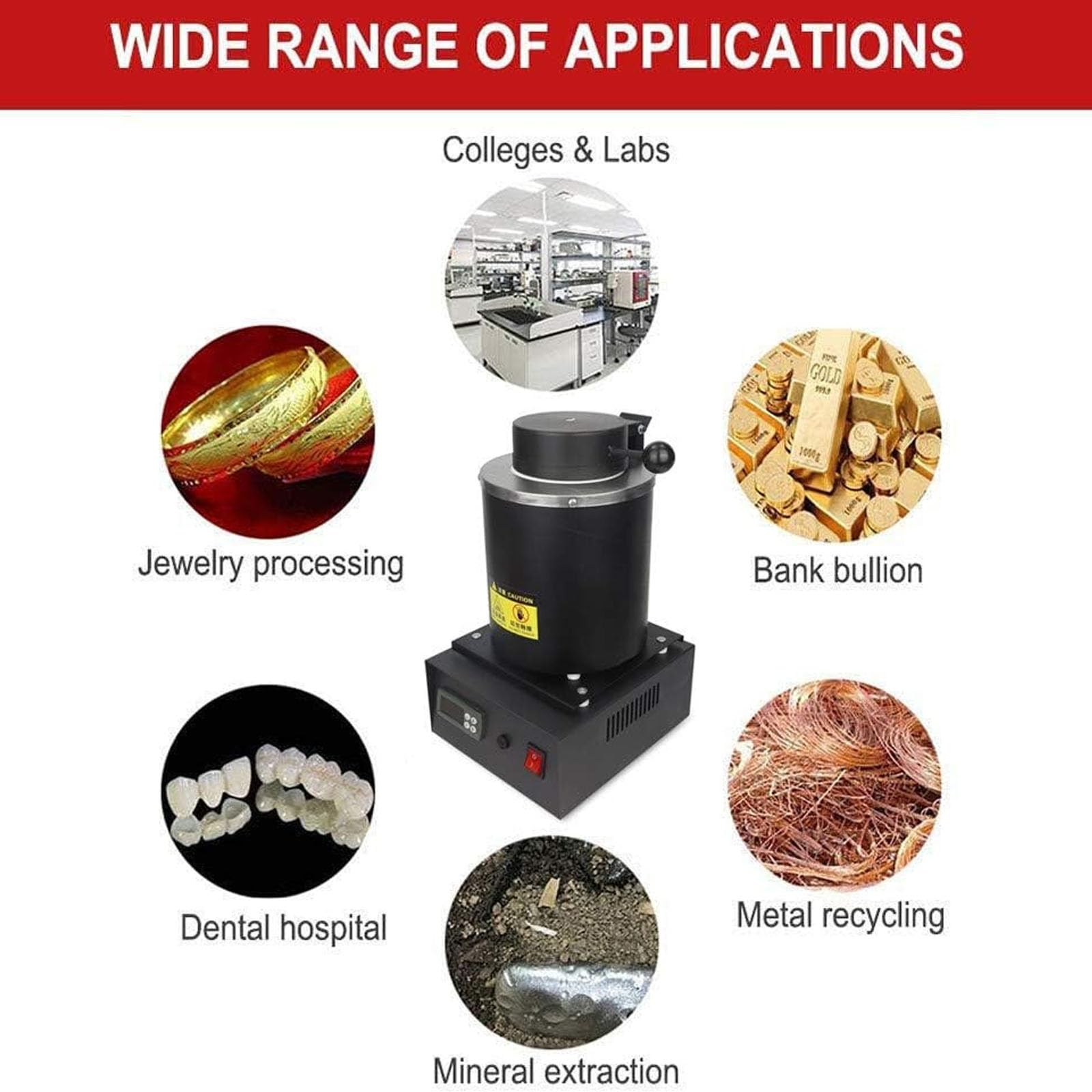 Pinzas eléctricas para Horno de fusión, Horno de fusión de Oro con Capacidad de crisol de 1400 W 3 kg 110V-220V para chatarra fundida, Plata