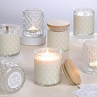 8 Pack 7oz Clear Glass Candle Jars with Airtight Bamboo Lids - DIY Candle Making Supplies for Home Crafts & Decor