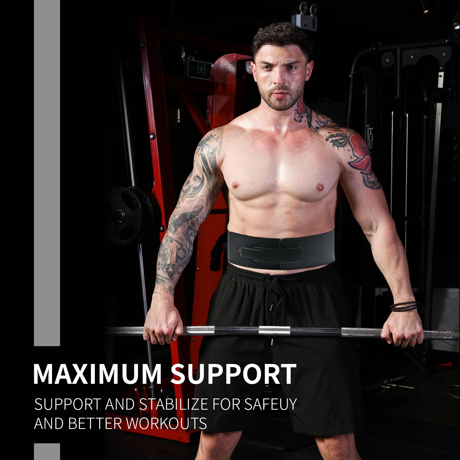 Cintura per sollevamento pesi in vera pelle con fibbia a leva, spessore 10 mm, supporto lombare per schiena, ideale per allenamento, sollevamento pesi, bodybuilding, squat e stacchi da terra